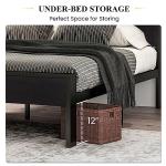 14 Inch Queen Metal Bed Frame with Wooden Headboard