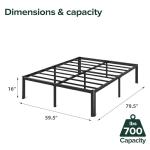 ZINUS 16-Inch Queen Metal Platform Bed, Black
