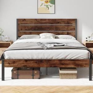 Queen Bed Frame with Headboard and Under Bed Storage