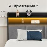 Twin Bed Frame with LED Headboard and Storage