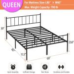 Queen Metal Bed Frame with Storage and Steel Slats
