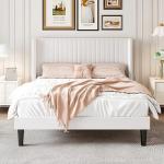Velvet Bed Frame with Tufted Wingback Headboard