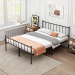 Queen Metal Bed Frame with Storage and Steel Slats