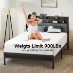 Twin Bed Frame with LED Headboard and Storage