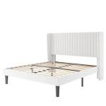 Velvet Bed Frame with Tufted Wingback Headboard
