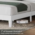 Yaheetech White Rubber Wood Platform Bed Frame