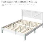 Yaheetech White Rubber Wood Platform Bed Frame