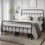 Classic Queen Metal Bed Frame with Iron Headboard