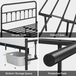 Classic Queen Metal Bed Frame with Iron Headboard