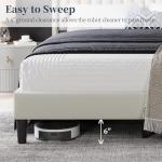 Beige Upholstered Queen Bed Frame with Headboard