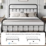 Classic Queen Metal Bed Frame with Iron Headboard