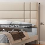 Queen Upholstered Bed Frame with Wooden Slats