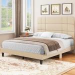 Queen Upholstered Bed Frame with Wooden Slats
