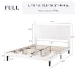 Allewie Velvet Upholstered Full Bed Frame in White