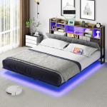 YITAHOME Gray Floating Bed Frame with Charging Station