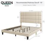 Queen Upholstered Bed Frame with Wooden Slats