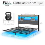 YITAHOME Gray Floating Bed Frame with Charging Station