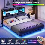YITAHOME Gray Floating Bed Frame with Charging Station