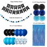 Blue and Black Happy Birthday Party Decorations