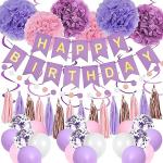 Purple Pink Birthday Party Decorations Set