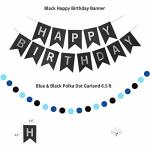 Blue and Black Happy Birthday Party Decorations