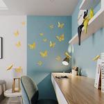 3D Gold Butterfly Wall Decor - 48 Pieces