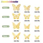 3D Gold Butterfly Wall Decor - 48 Pieces