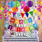 Colorful Happy Birthday Banner and Party Decor