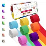 Rainbow Crepe Paper Streamers - 8 Rolls