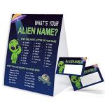 Alien Name Game Sign with Name Tag Stickers