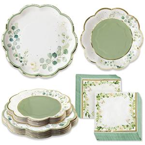 Sage Green Eucalyptus Party Supplies for 16 Guests