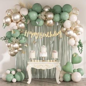 Sage Green Happy Birthday Party Decorations Set