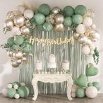 Sage Green Happy Birthday Party Decorations Set