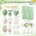 Sage Green Happy Birthday Party Decorations Set