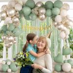 Sage Green Happy Birthday Party Decorations Set