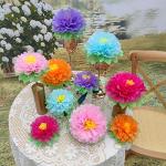 Colorful Fiesta Paper Flowers Set for Parties