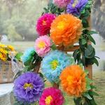 Colorful Fiesta Paper Flowers Set for Parties