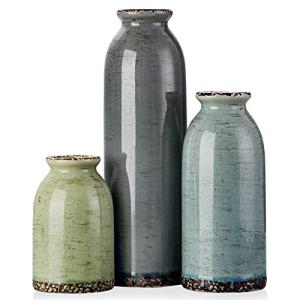 Set of 3 Multicolor Ceramic Vases for Decor