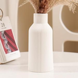 Small White Ceramic Vase for Pampas Grass Decor