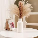 Small White Ceramic Vase for Pampas Grass Decor