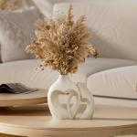 Zormon Heart Shaped White Ceramic Vase Set of 2