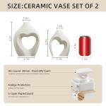 Zormon Heart Shaped White Ceramic Vase Set of 2