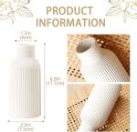 Small White Ceramic Vase for Pampas Grass Decor