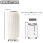 White Ceramic Vase for Flowers, 8 INCH Modern Small Ribbed Textured White Flower Vase for Home Decor, Pampas Grass, Decorative, Farmhouse, Coffee Table, Bookshelf and Home Living
