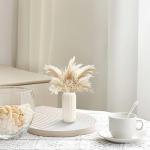 White Ceramic Vase for Flowers, 8 INCH Modern Small Ribbed Textured White Flower Vase for Home Decor, Pampas Grass, Decorative, Farmhouse, Coffee Table, Bookshelf and Home Living