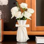 White Ceramic Flower Vase - Modern Minimalist Design