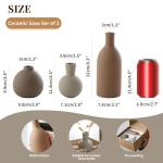 Set of 3 Rustic Ceramic Vases for Home Decor