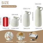 Set of 3 Whitewashed Rustic Ceramic Vases