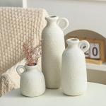 Set of 3 Whitewashed Rustic Ceramic Vases