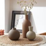 Set of 3 Rustic Ceramic Vases for Home Decor
